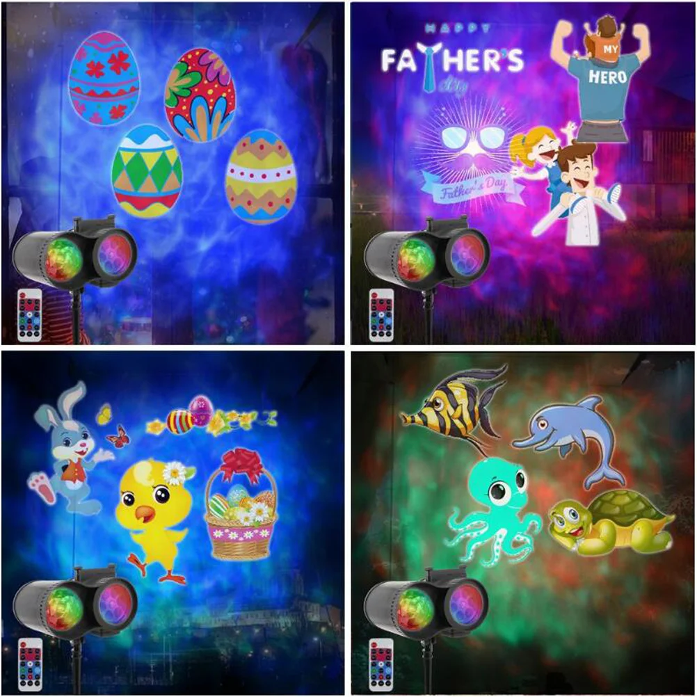 مقاوم للماء تتحرك كشاف ضوئي LED عيد الميلاد الملونة 20 أنماط 6 حفرة عدسة أضواء خارجية عطلة حديقة الهالوين #4