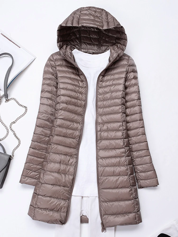 0-10℃ Korean Style Women Ultralight Down Jackets Autumn Winter Hooded Slim Feather Coats Female Puffer Parkas Ladies Overcoat