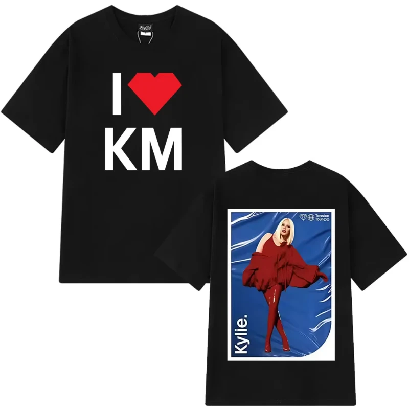 I Heart KM Tee Kylie Minogue Tension Tour 2025 Print Tees Men Women Short Sleeve Cotton T Shirt Loose Summer Aesthetic T-shirts
