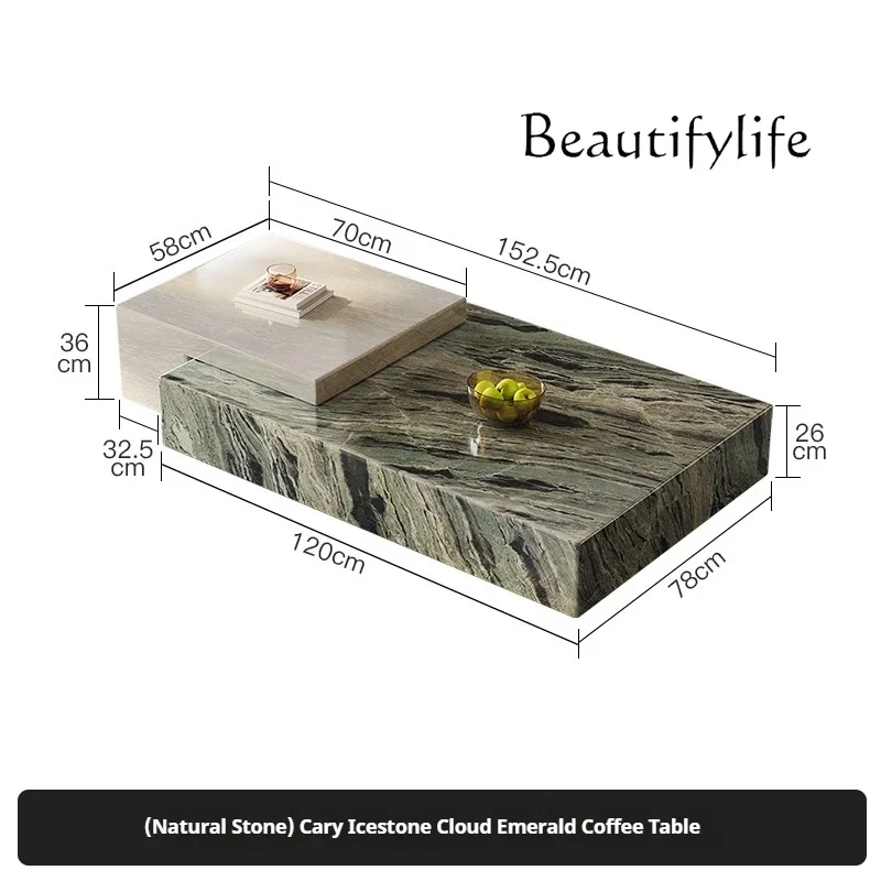 C Luxury Marble Coffee Table, Modern Spacious Living Room Design,Easy-Clean&Creative Designer Style, Premium Stone For Villa