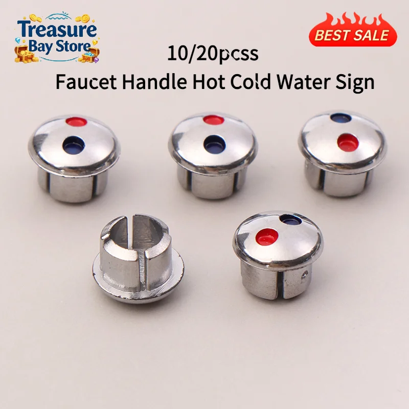 

10/20pc Faucet Handle Hot Cold Water Sign Red Blue Label Decoration Cover Kitchen Bathroom Mixer Tap Indicate For Faucet Handles