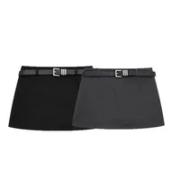 KUCLUTY2K 2023 otoño Spice Girls con cinturón traje Falda corta mujeres Vintage cintura baja Anti-caminar cadera A-line Mini falda