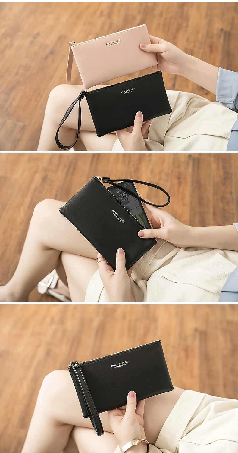 MIYIN Business Casual Damen-Geldbörse Einfache und Tragbare Reißverschluss-Handtasche Lange Brieftasche Bürogeschenk Lehrergeschenk Geschenk für Frauen – Detail 7