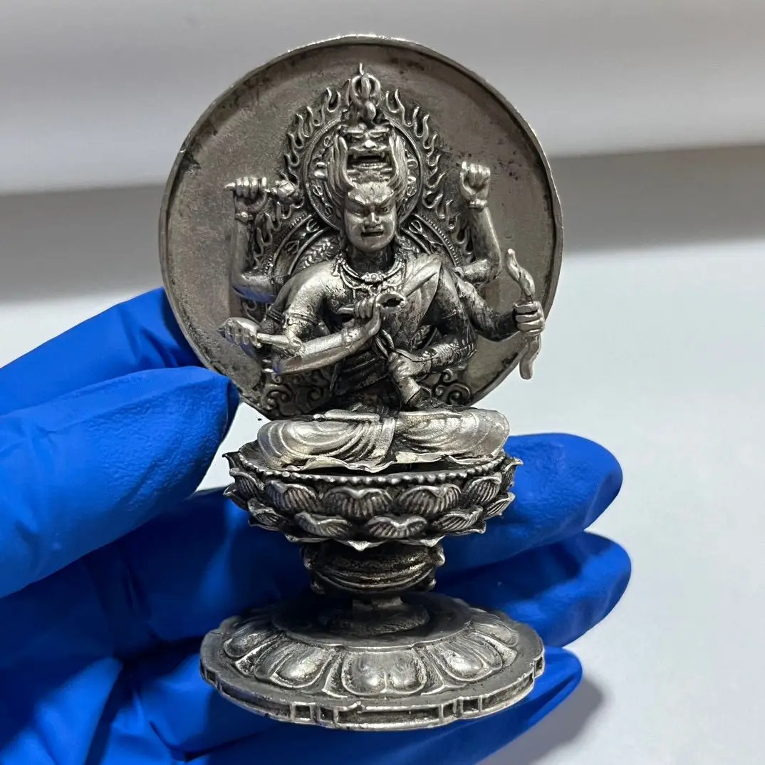 Vintage Ragaraja Statue Six‑Arm Esoteric Buddha Figurine Altar Worship Decor Desktop Collectible Ornament Home Decor