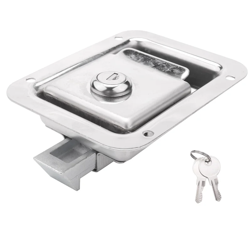 

A45F-Paddle Slam Latch With Lock & Key Travel Trailer Lock Stainless Steel RV Door Latch Heavy Duty Flush Mount Handle Latch