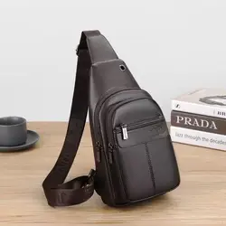 Luxury Brand Chest Pack Men Crossbody Bag PU Leather Chest Bag For Boy Travel Belt Sling Bag Black Brown Messenger Bag Male