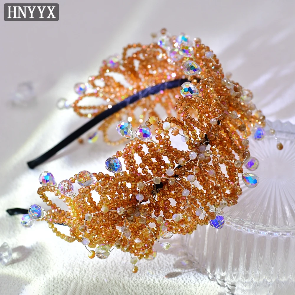 hnyx luxo cristal rhinestone headband laranja hairhoop festa festiva headwear casamento headdress acessorio de cabelo na moda a95 01