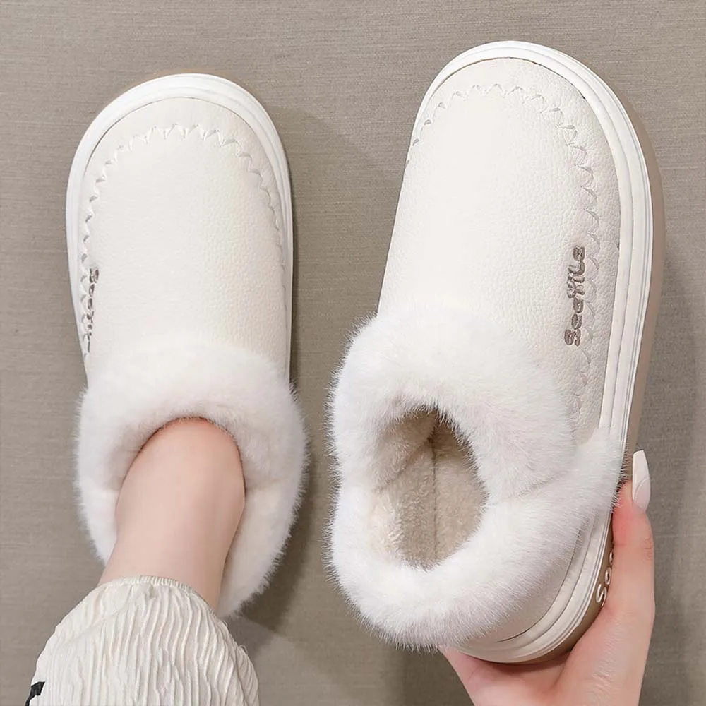

ZHIDA Women's Boots Trend Winter Boots With Fur Warm Shoes Ankle Boots Snow Botas Mujer Casual Home Slippers