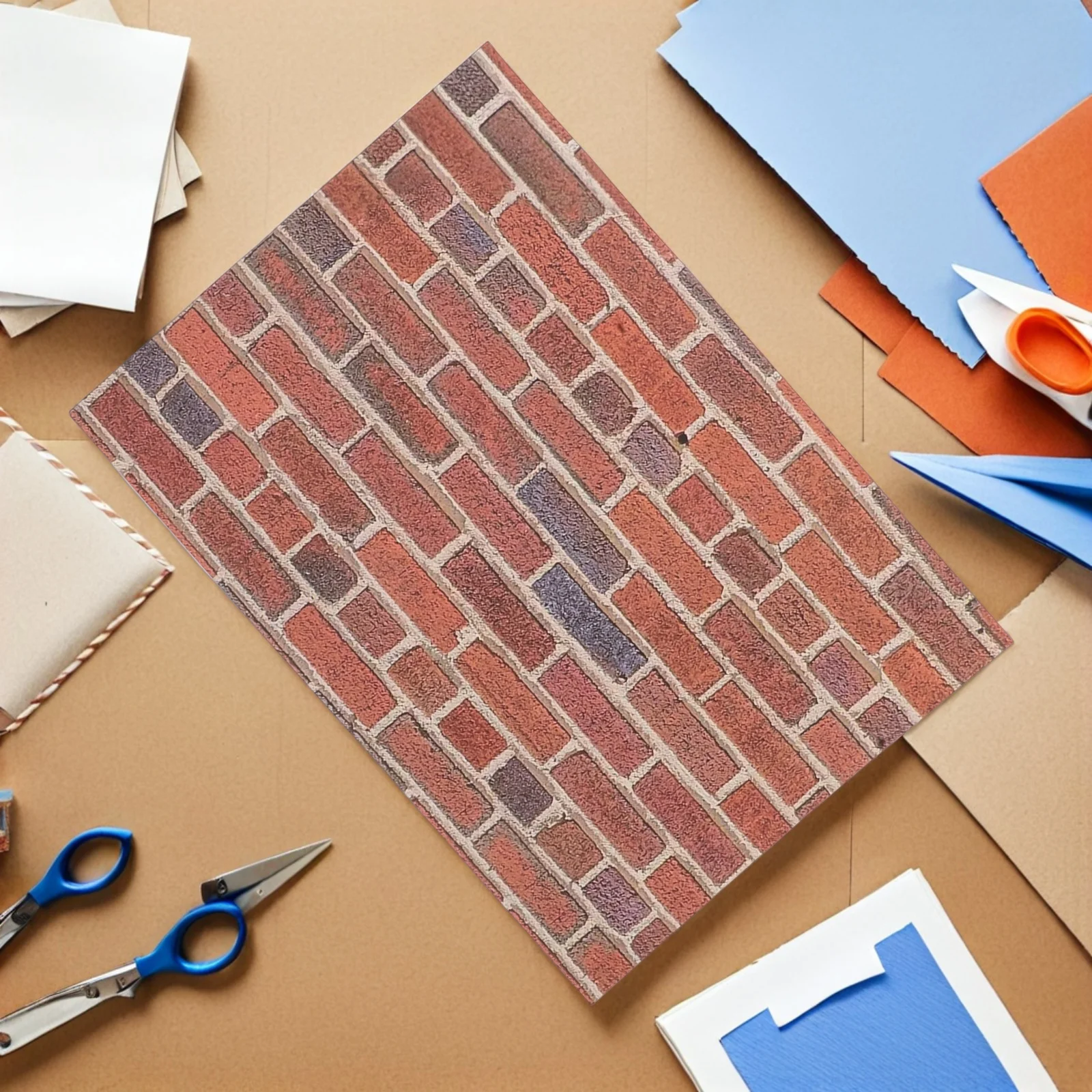 12 fogli scala 1:12 stacca e incolla carta da parati per casa delle bambole mattone rosso rimovibile rivestimento murale in miniatura modello di mattoni autoadesivi