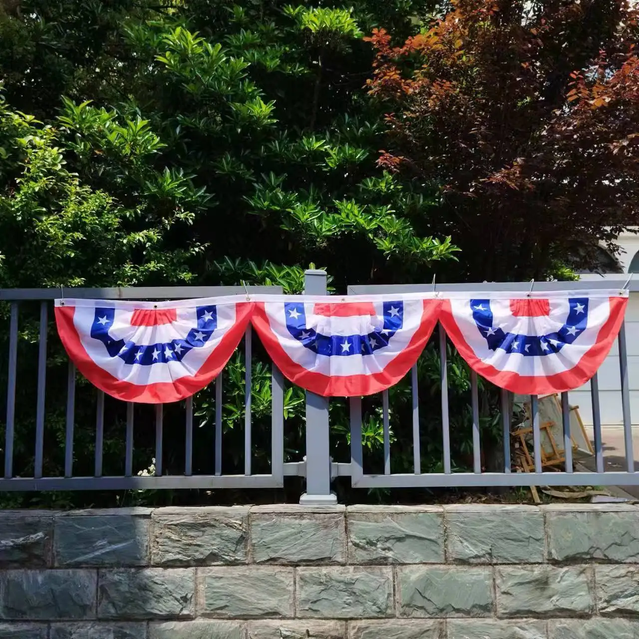 1/3/5pcs USA Patriotic Pleated Fan Flag, Patriotic Fan Banner Flag, American Us Bunting Flag with Canvas Header and Brass Gromme