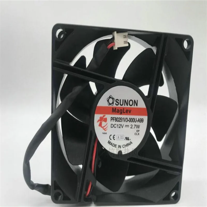 Sunon original 8025 PF80251V3-000U-A99 12v 2.7w 80*25mm ventilador de refrigeração de dois fios