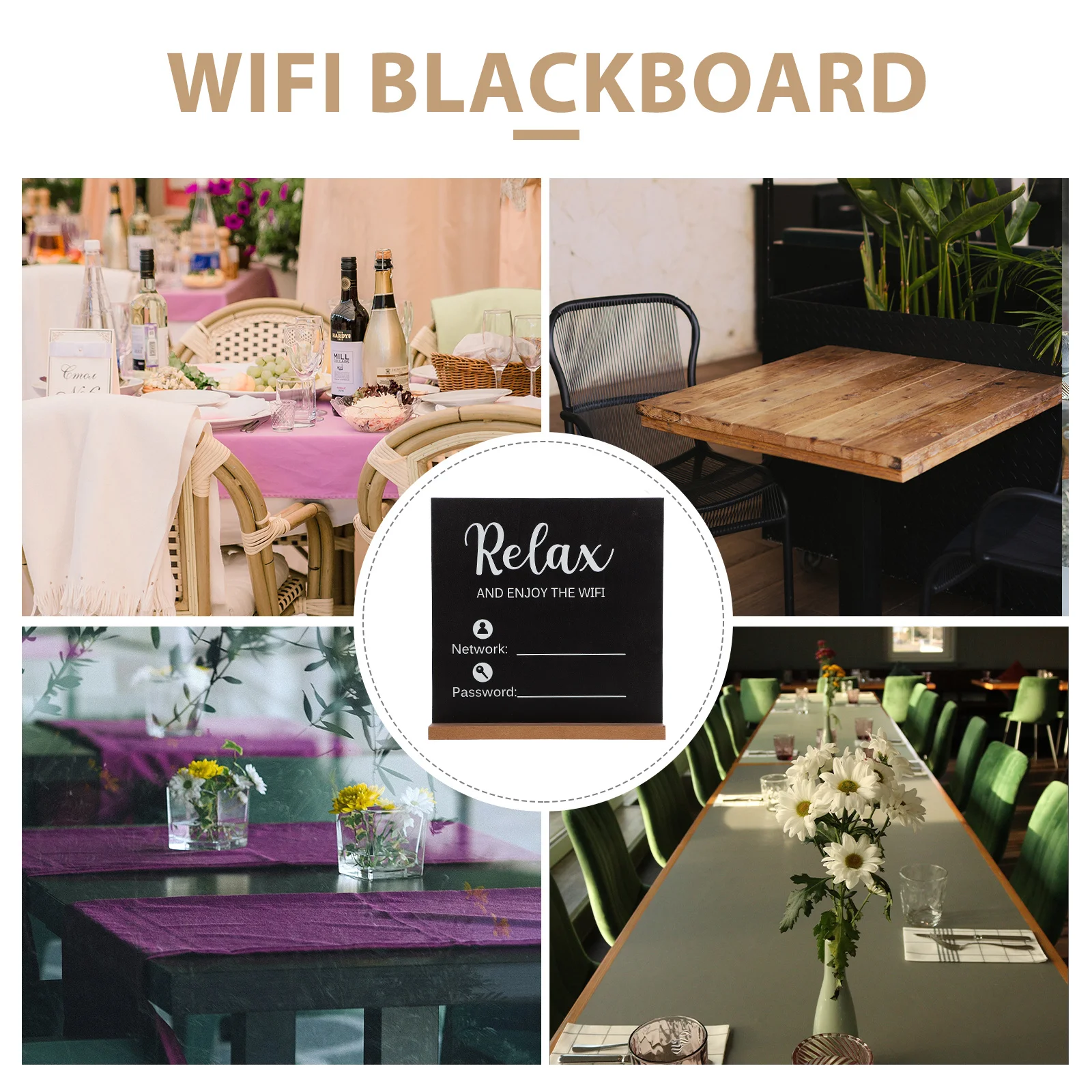 Tablero de muestra WiFi de madera, mesa de actualización fácil, señal de contraseña WiFi para el hogar, Hotel, oficina, escritorio, madera inalámbrica