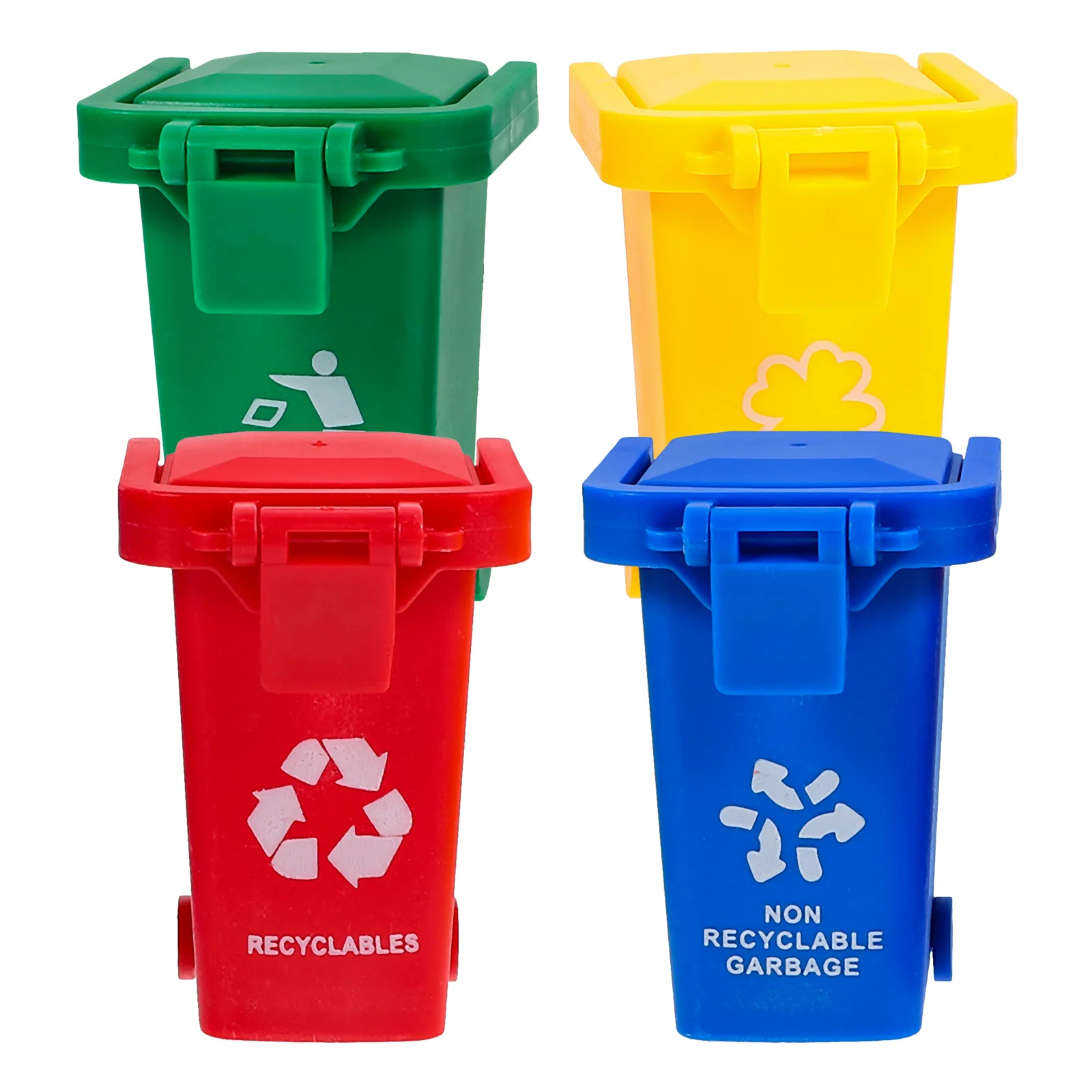 4 Pcs Mini Trash Can Outdoor Toys Sorting Small Model Room Kids Plastic Early Educational Garbage Container Child