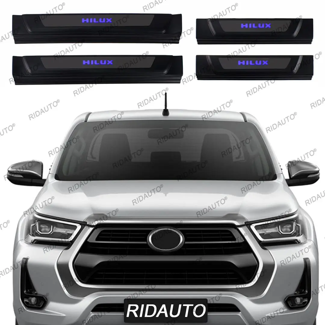 LED Pickup Threshold Strip For Toyota Hilux REVO 2015 2019 2023 Door Sill Scuff Plate Protector Trim Pedal Sticker Accessories