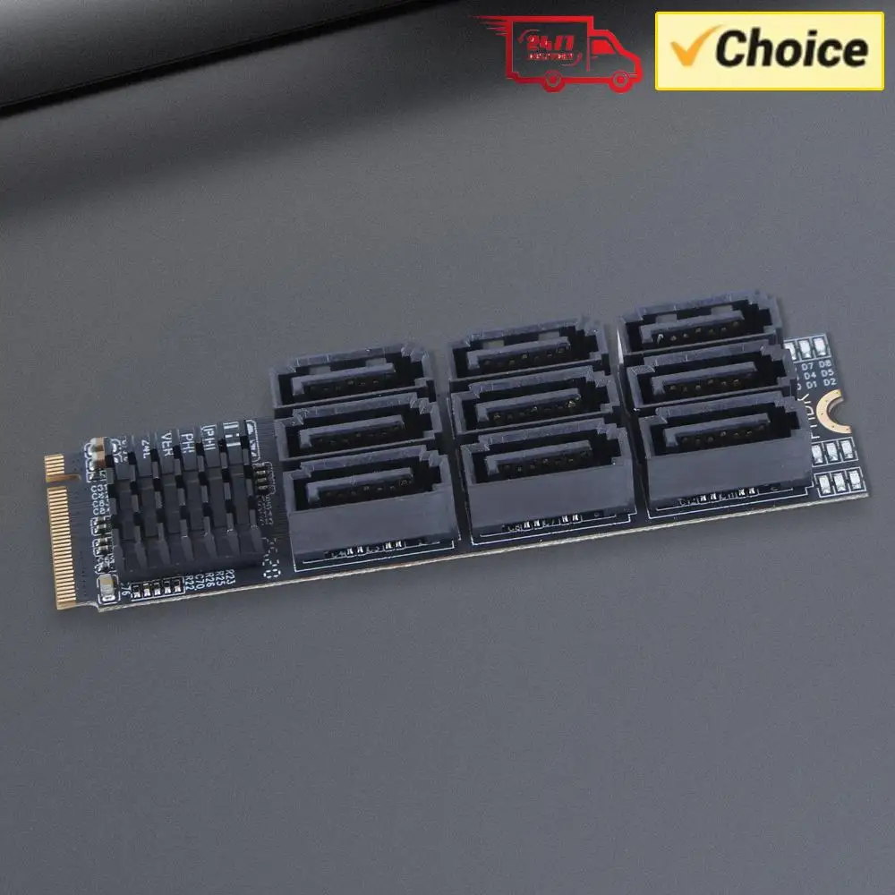 M.2 M KEY Nvme To 9 Ports SATA 3.0 Adapter 6Gbps M.2 NVME To SATA 3.0 Converter Expansion Card for Desktop PC
