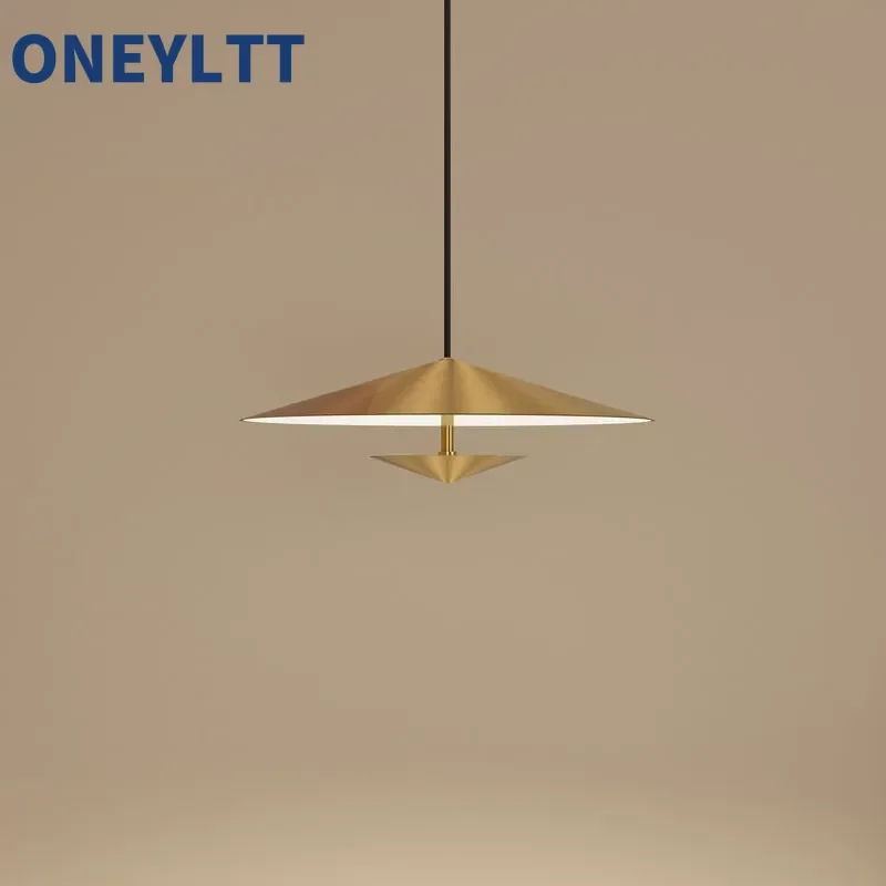 

Nordic designer creative bedside pendant lamp, restaurant, coffee shop, light luxury conical flying saucer, artistic atmosphere