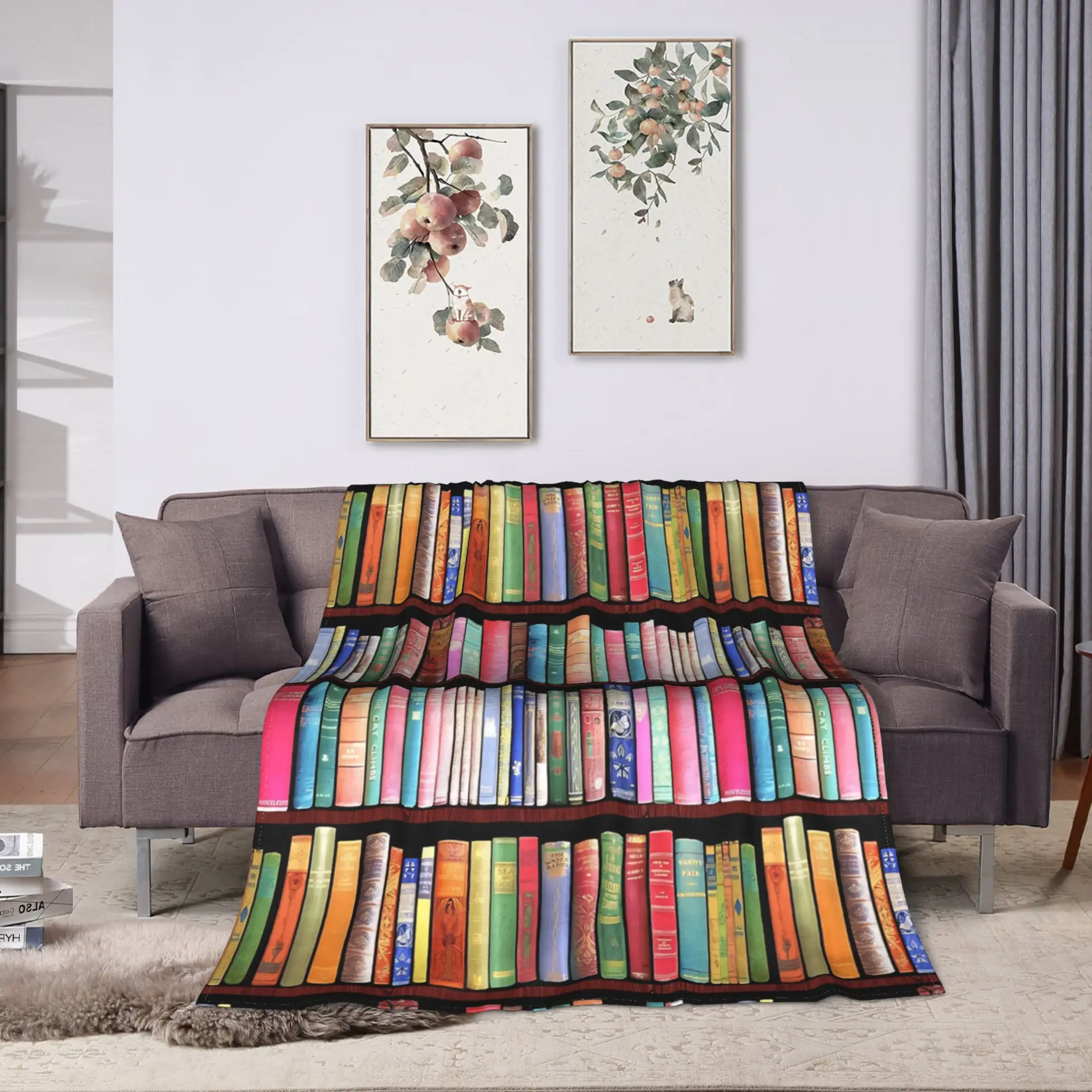 Soft Blanket Picnic Book Shelf Throw Blanket Funny  Bedspread For Chair Sofa Bed
