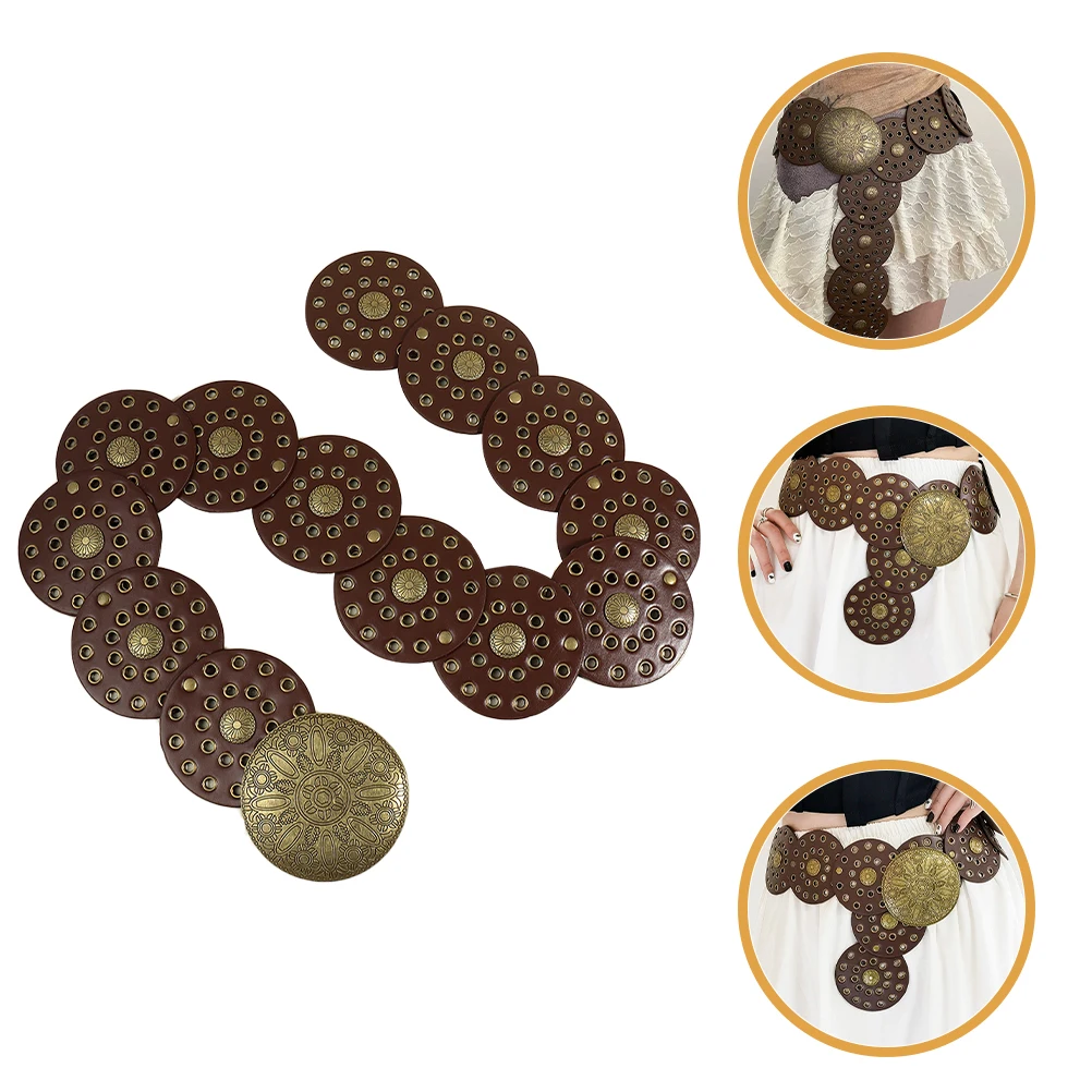 

Disc Belt Women Coffee Color Fashion Waist Belts Dress Accessories Beach Party Cosplay Body