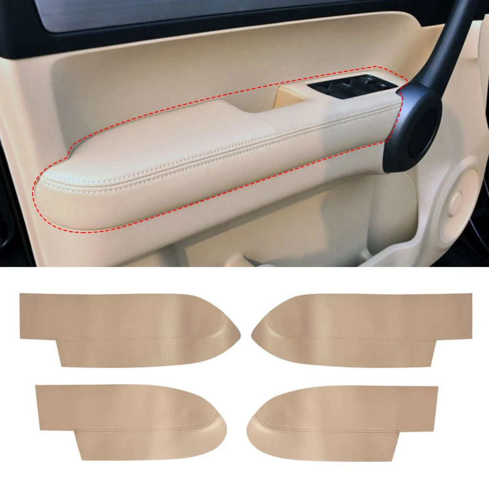 Black Leather Front Door Armrest Cover For Honda CRV 2007 2008 2009 2010 2011 Car Door Armrest Panel Skin Cover Trim