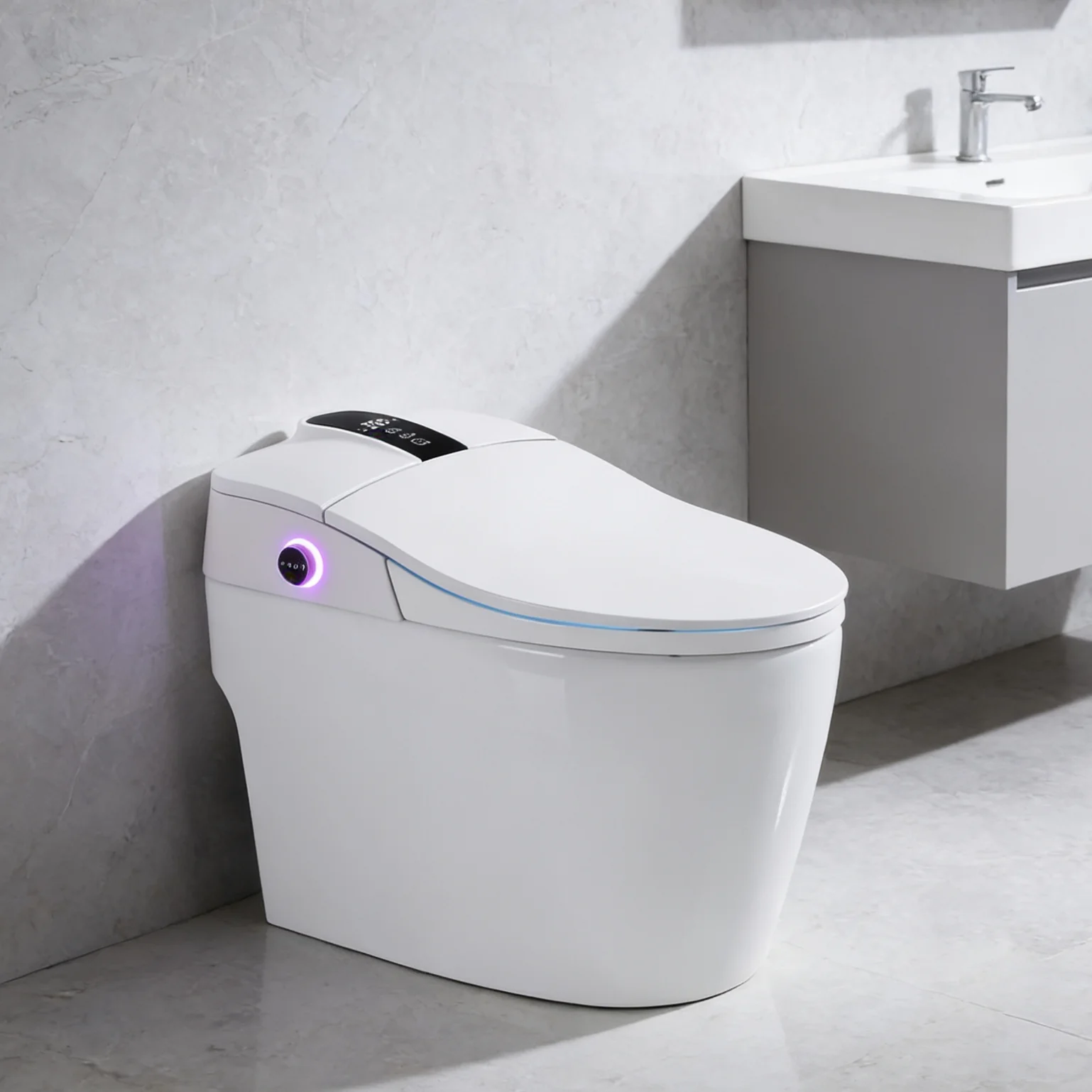 Modern Automatic Ceramic Luxury Sanitary Toilet Smart One Piece Floor Mounted Intelligent Wc Toilets Included Foot Sensor
