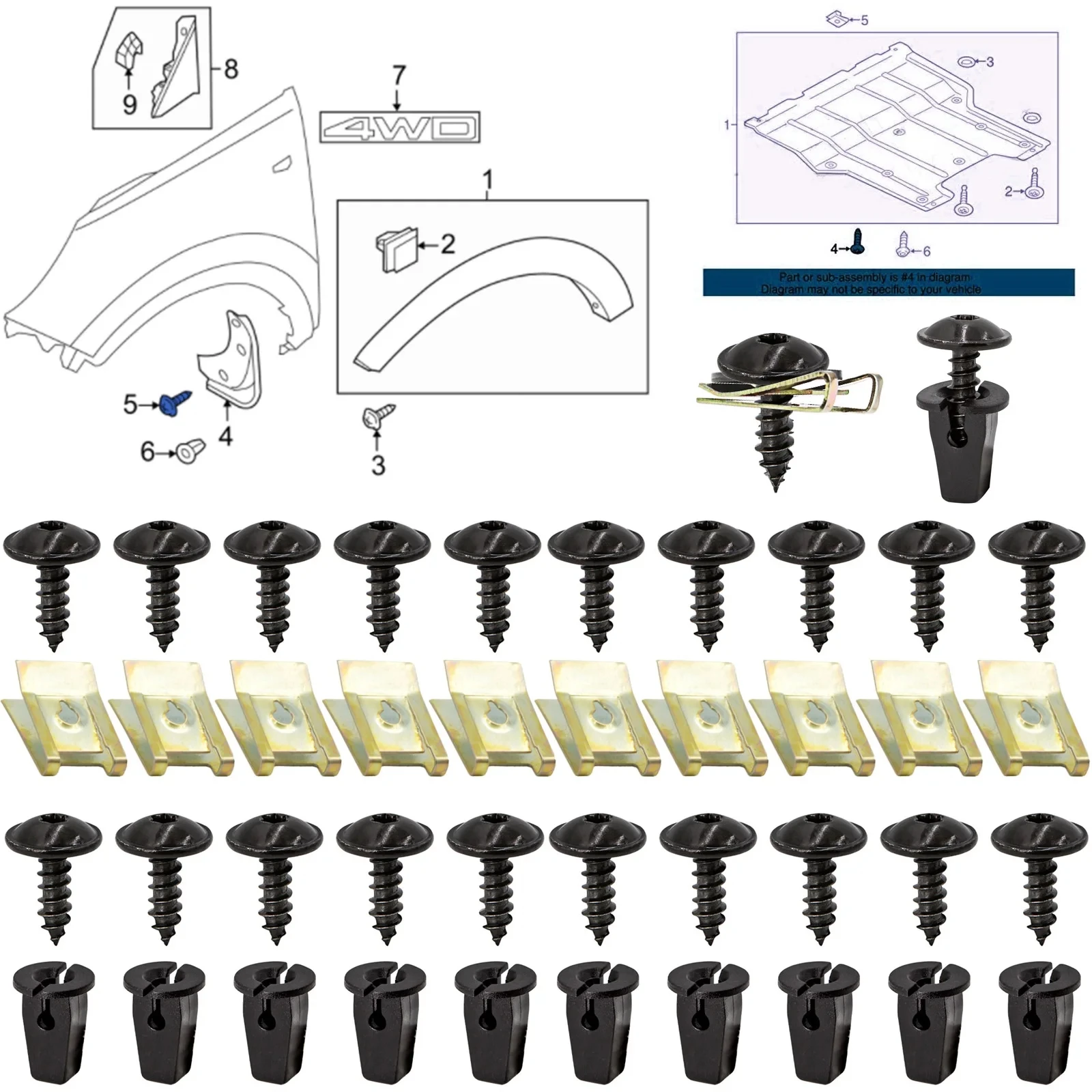 For VW Audi A1 A3 A4 A5 Q5 Q7 TT SEAT 4.8x16mm Engine Cover Undertray Splash Guards Wheel Arch Torx Screw Retainer Fastener Clip