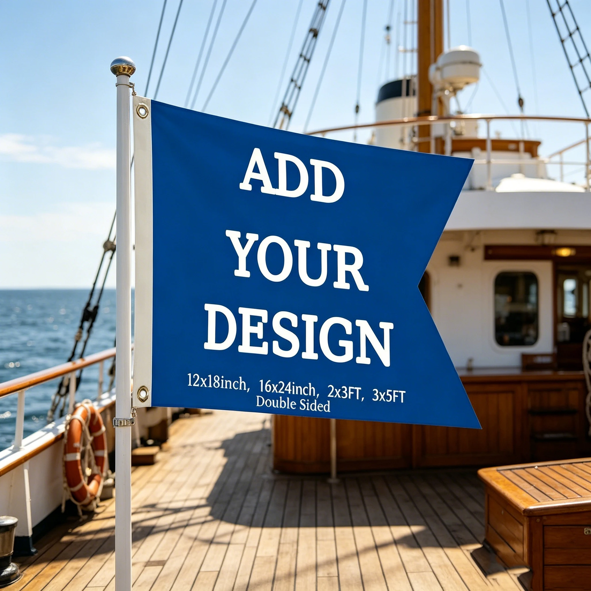 Custom Boat Flag Double Sided Polyester Custom Pennant Flags for Boat Swallow-tailed Flag Burgee Flag Only 12X18IN