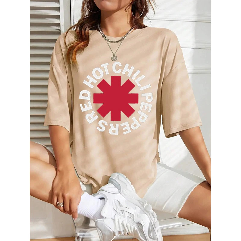 Red Hot Chili Peppers Vintage Distresed Asterisk Tshirt Donna Uomo Streetwear Manica corta Moda casual O-Collo Top in cotone