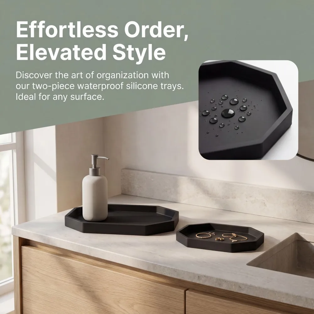 An Octagonal Silicone Storage Tray, Decorative Tray, Suitable for the Kitchen and Bathroom A Living Room