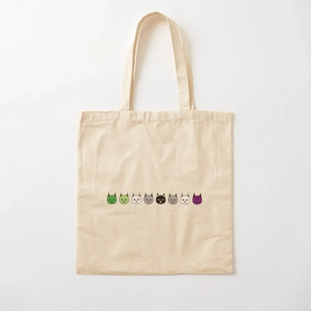 Subtle aroace pride cats (green and purple flag) Tote Bag eco bag folding Beach bag