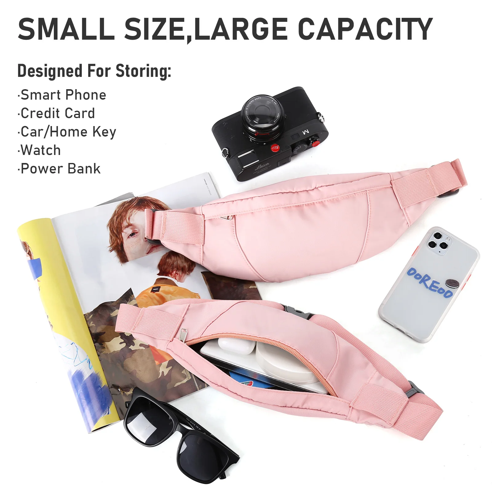 حقيبة خصر فاني حقيبة حزام للسيدات والرجال، حقيبة حزام كروس قابلة للتعديل حقيبة الورك، المشي لمسافات طويلة، ركوب الدراجات، حقيبة الخصر للجري الصباحي #5