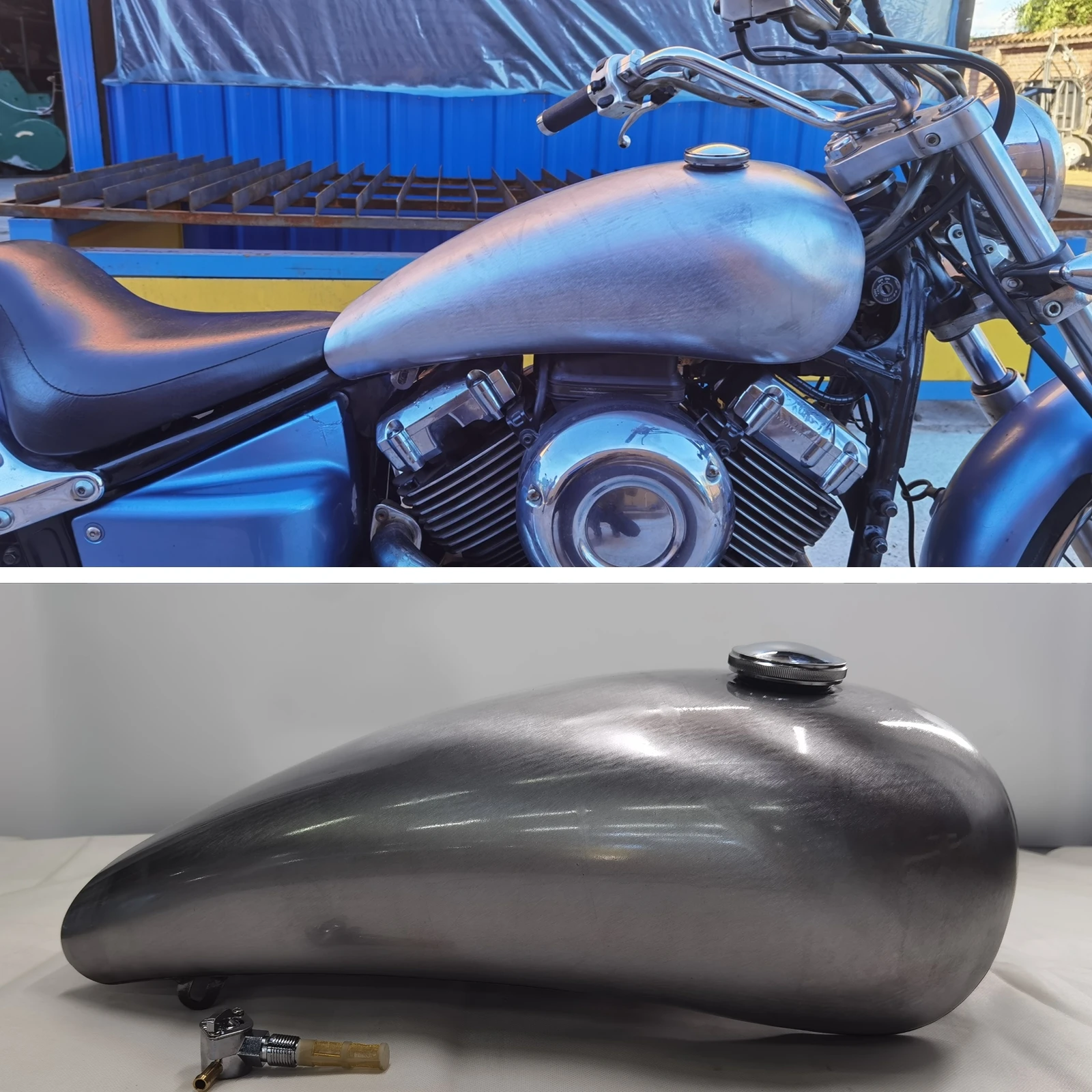 Srebrny motocykl benzyna zbiornik paliwa gazowego dla YAMAHA DRAGSTAR 400 650
