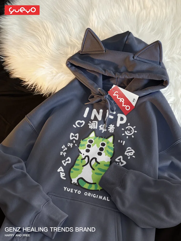 سترة MBTI Mediator INFP مبطنة على شكل أذن القطة للرجال أصلية للربيع والشباب موضة فضفاضة بأكمام طويلة مطبوعة #1