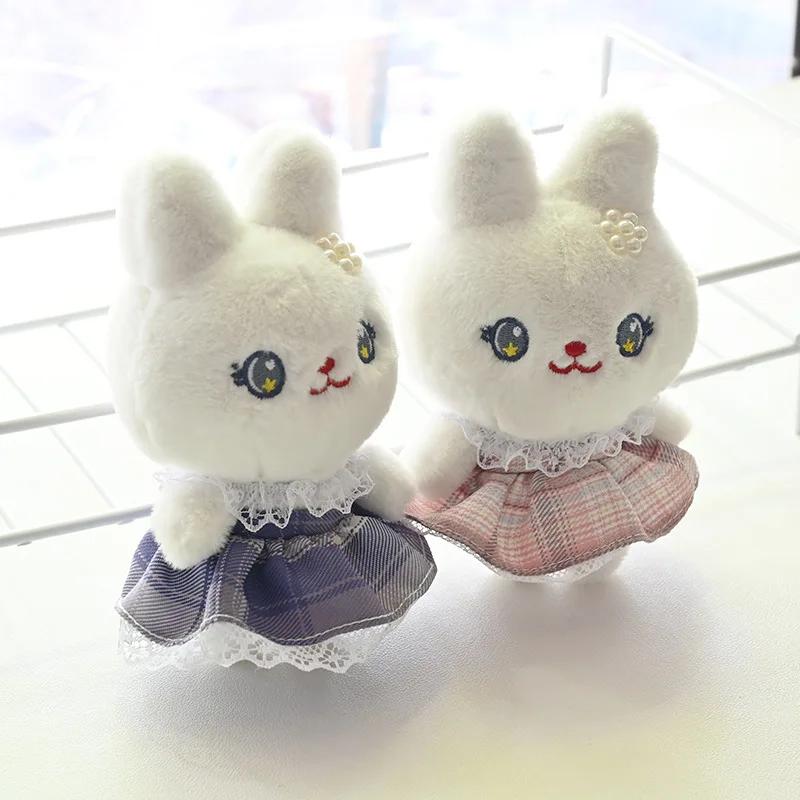 

cute exquisite new cute rabbit plaid skirt Plush Toy Keychain fashione pendant decorate soft pretty Doll birthday birthday gift