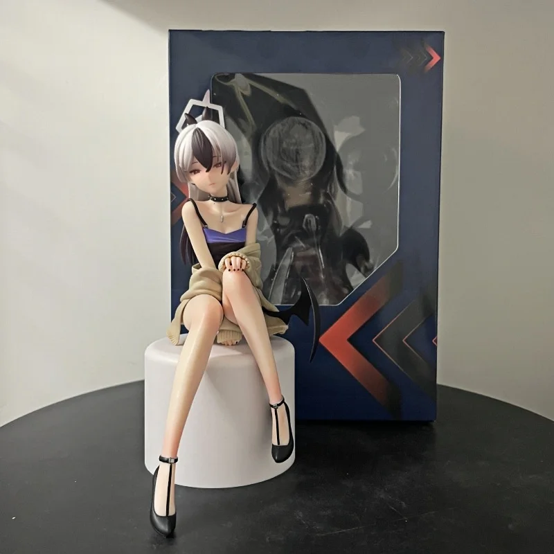 

New18cm Blue Archive Figure Sitting Posture Dress Ver Girl Figurine Pvc Gk Statue Model Doll Collection Desk Toys Gift Model