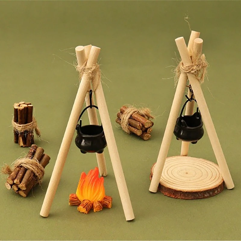 

Micro Garden Landscape Ornament 1:12, DIY Miniature Dollhouse Campfire Scene.