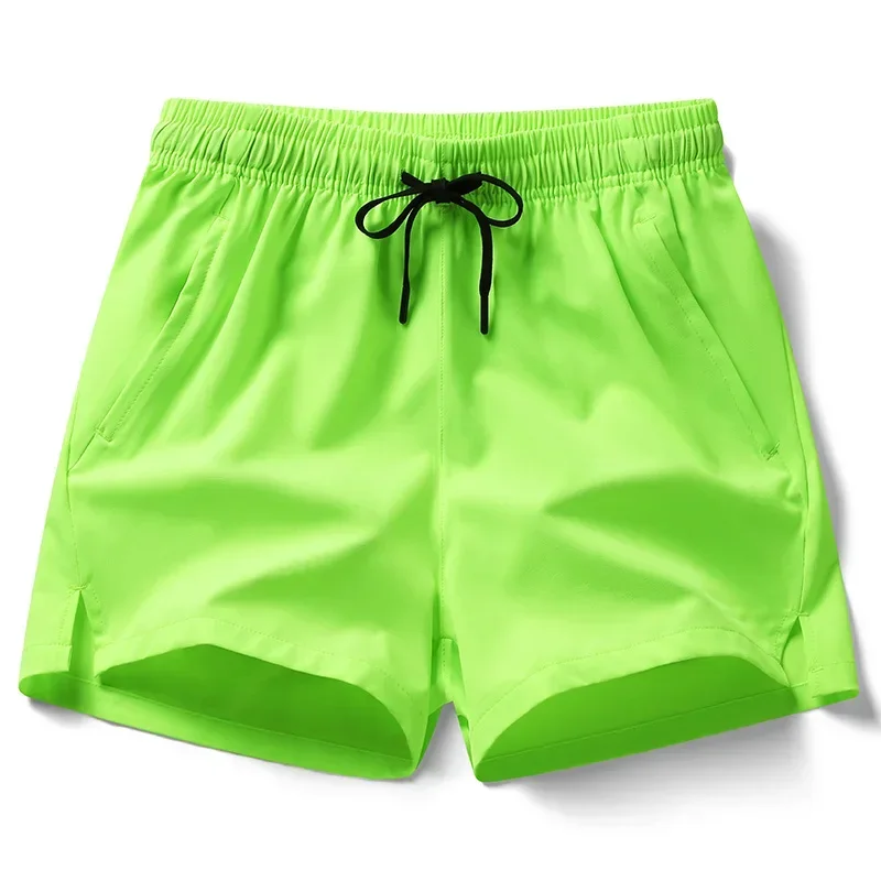 Pantalones de chándal ligeros para hombre, Shorts informales con bolsillos, básicos, de Color sólido, para correr en la playa, novedad de verano