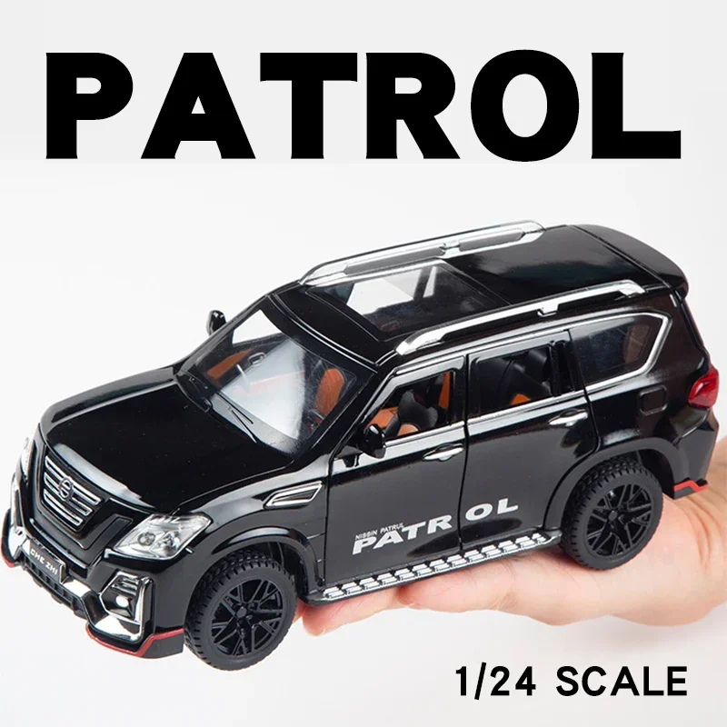 1:24 Nissan Patrol Off-road SUV Alloy Model samochodu Diecast Vehicle Modele zabawek Kolekcjonerski żelazny samochód z dźwiękiem Światło Samochód dla chłopców Kid