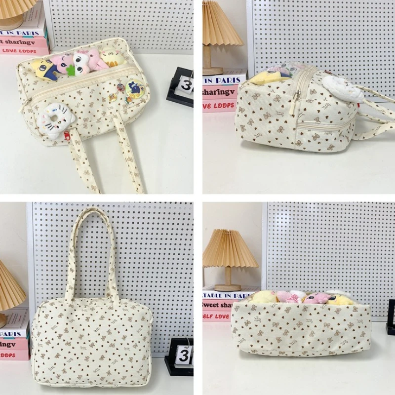 موضة أنيمي مقبض علوي حقيبة لطيف البولكا نقطة قماش حقيبة كتف سعة كبيرة حمل مريحة ومتعددة الاستخدامات الملمس Ita حقيبة