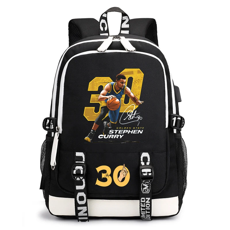 printed student school bag usb backpack black outdoor travel bag suitable for boys and girls