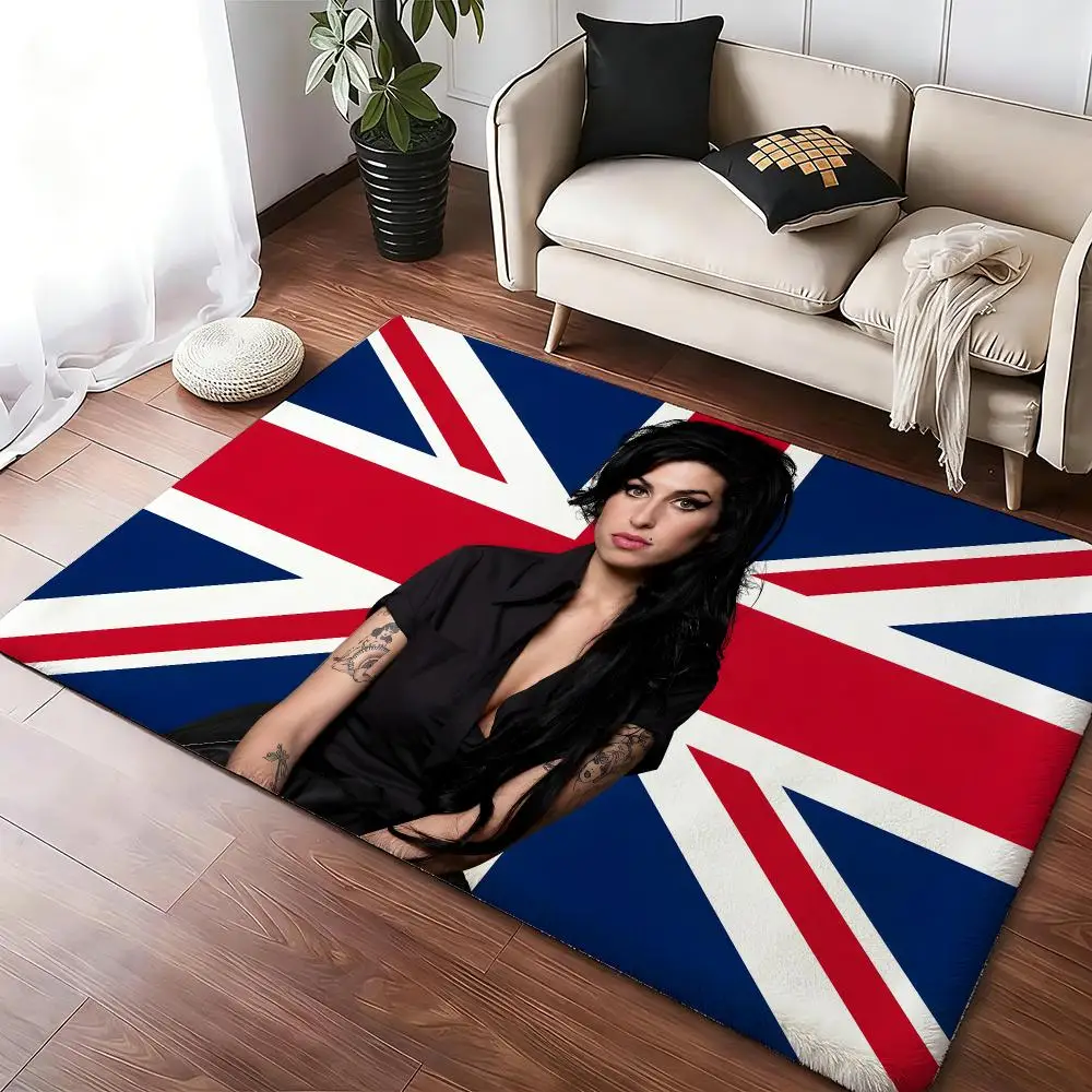 Singer A-Amy Winehouse Floor Mat Soft Thickened Absorbent Non-Slip Bedroom Living Room Door Mat Home Decor Flannel Rugs