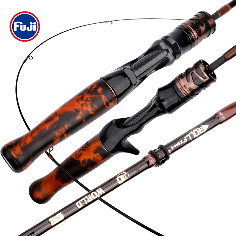 ROLLFISH Angelrute mit Massivholzgriff, UL Forellen-Angelrute aus Kohlefaser, Spinning- und Casting-Rute, Superweiche Angelrute 1,38-1,8m, Schnelle Aktion – Detail 1