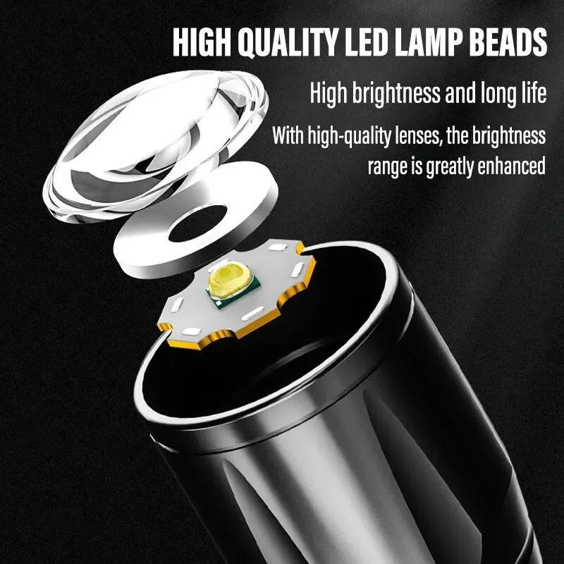 Mini T6 LED+COB Flashlight Portable USB Charging High Power Spotlight Flashlight Fishing Lighting, Outdoor Camping Light,Hunting