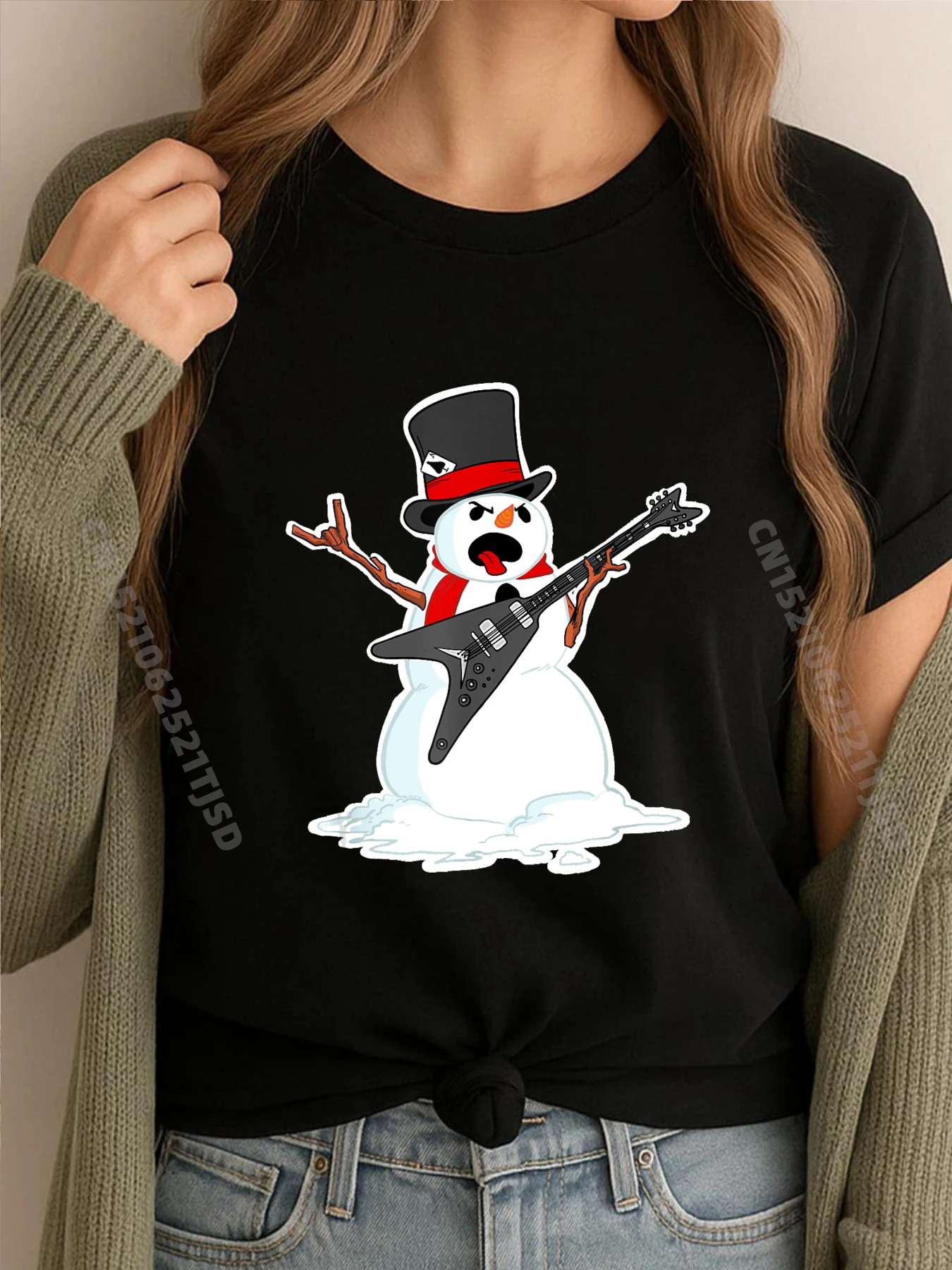 

Металлическая рождественская забавная однотонная рубашка со снеговиком, футболка с принтом в винтажном стиле