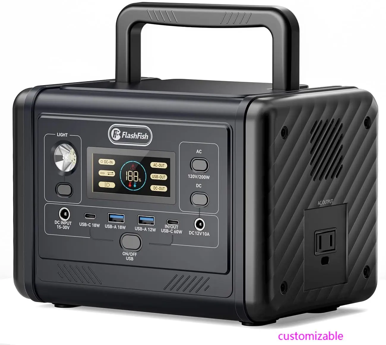 

200W 153Wh Portable Power Station, LiFePO4 Battery Pack (400W Surge) Solar Generator with AC Outlets, PD 60W USB-C Port