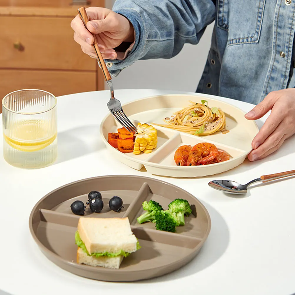 

2 Pcs Divided Plates Portion Control Food Sectioned Plates Separated Eating Plate Dining Tray Reusable Kitchen Tableware Home