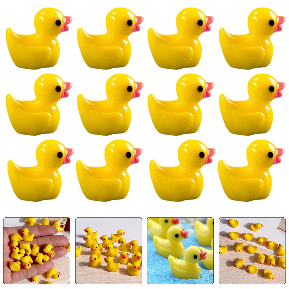 220 Pcs Resin Duck Tiny Figurines Bulk Mini Dollhouse Fairy Garden Landscape Decor Ducks Figures Little