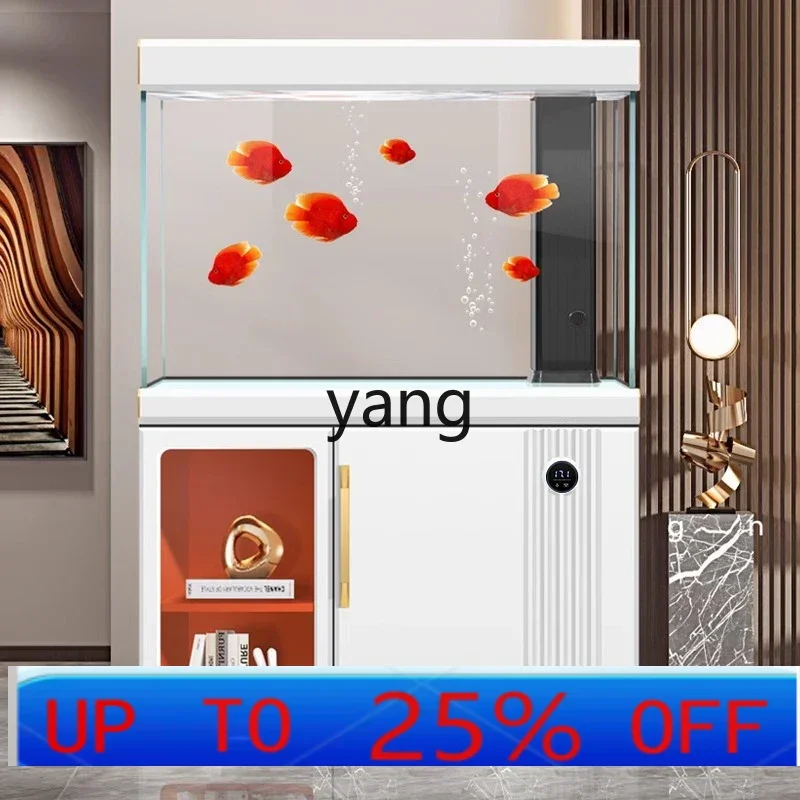 

LH ultra-white glass fish tank living room small light luxury household aquarium screen bottom filter