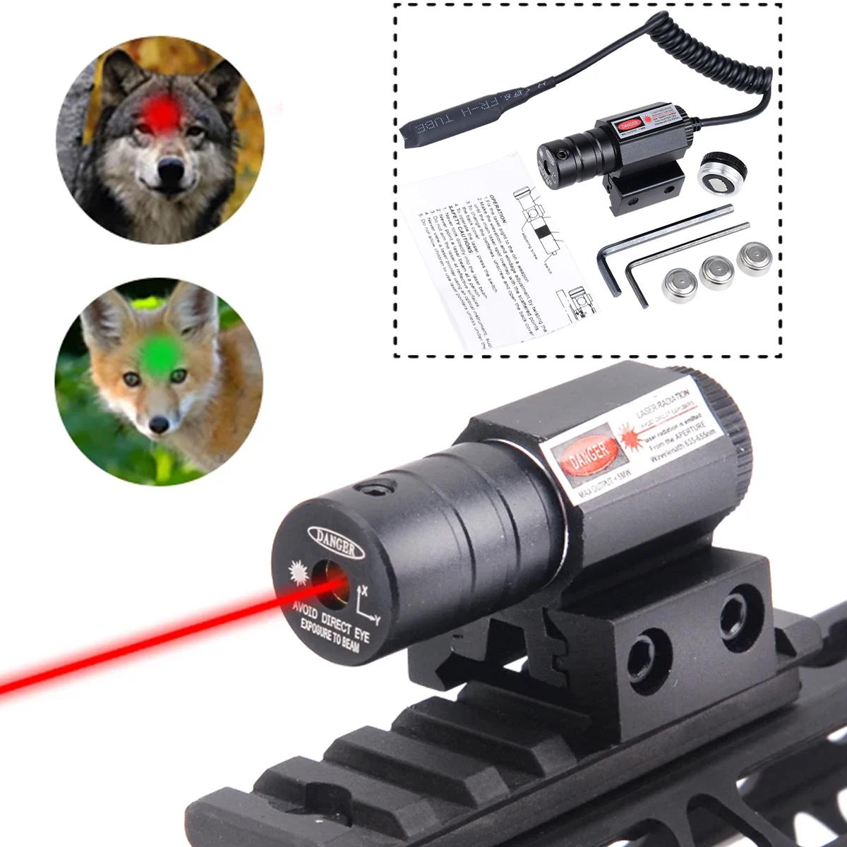 Mini Laser Pointer Red Dot Laser Sight 11mm/20mm Rail Adjustable Gun Pistol Rifle Green Dot Laser Pointer Accessories