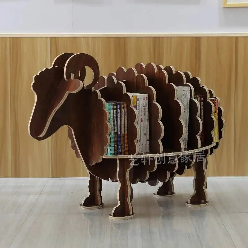 مكتبة بسيطة رف الكتب المدرسية مكتب رياض الأطفال غرفة الأطفال الديكور الأغنام زخرفة نماذج للحيوانات الرف الأثاث المنزل #2
