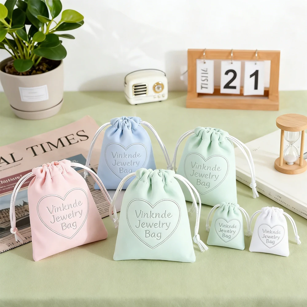 

50Pcs/Lot Custom Logo 8x10cm Luxury Velvet Jewelry Bag Small Drawstring Pouch For Rings Earrings Brooch Packaging Wedding Giftr
